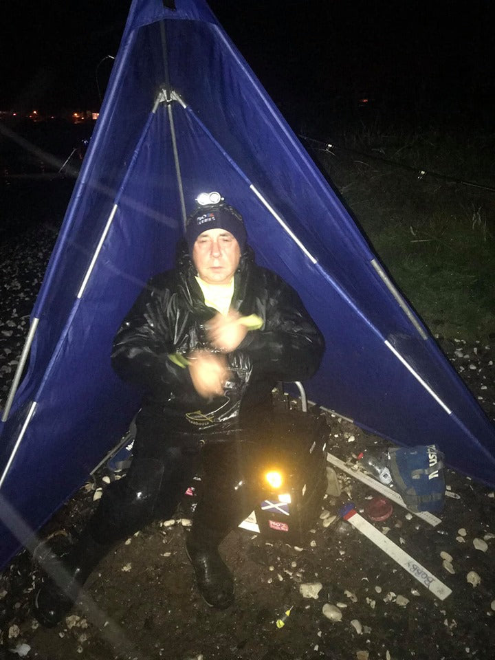 New NIFSA member Bobby Laughlin settling in for the evening on Waterfoot beach