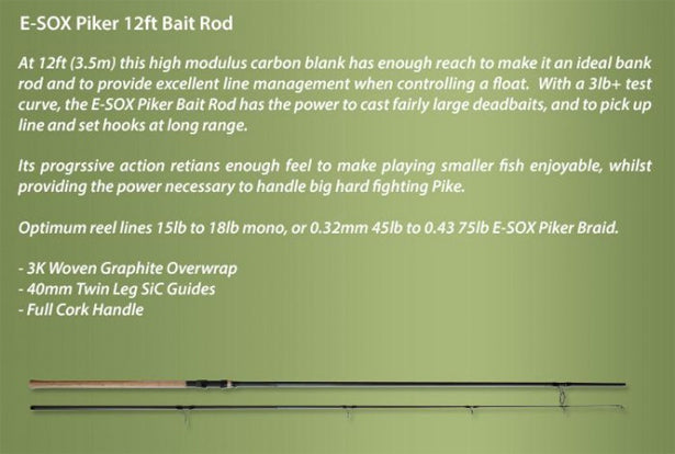 E-Sox Piker 12ft Bait Rod