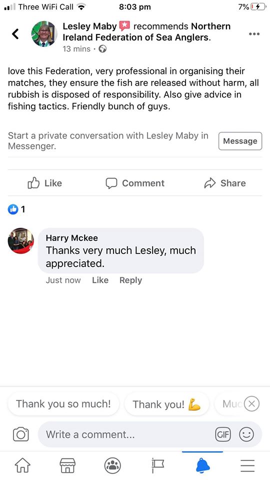 It’s super when we get international anglers from other federations believing in us. Thanks Lesley .