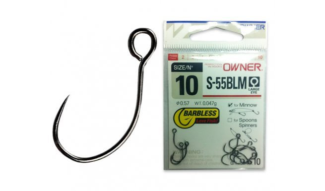 Owner S-55BLM Minnow Barbless Hooks